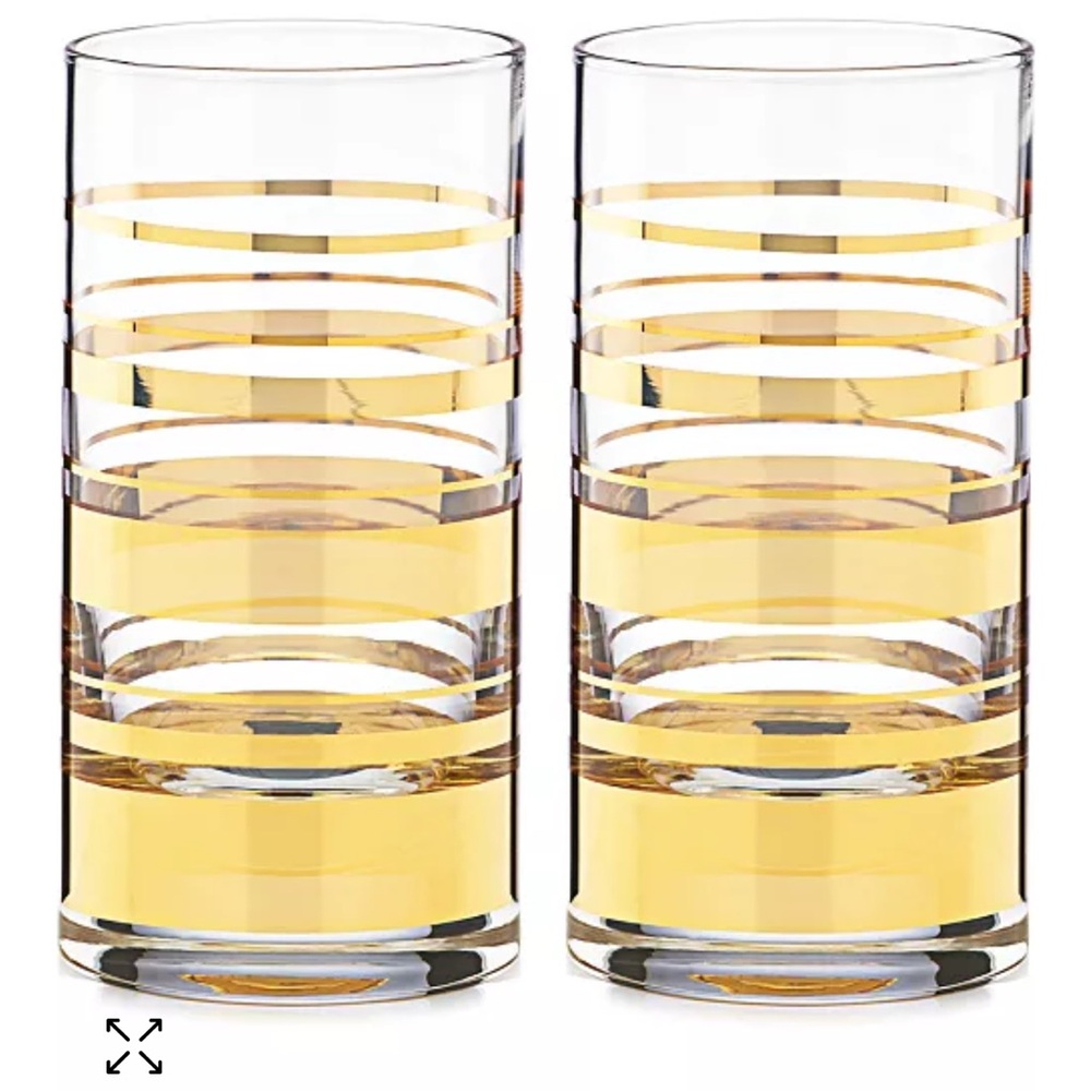 Kate Spade Gold Striped Highball Glasses